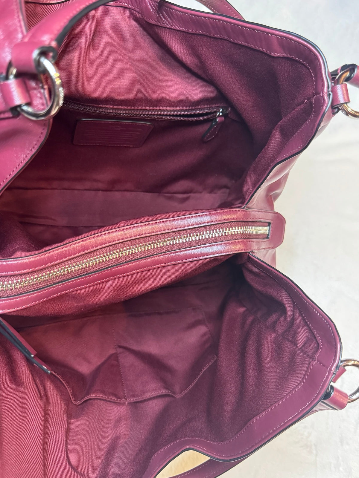 Coach Legacy Alexis Satchel – Oxblood Leather with Gold Hardware (Pre-Owned)