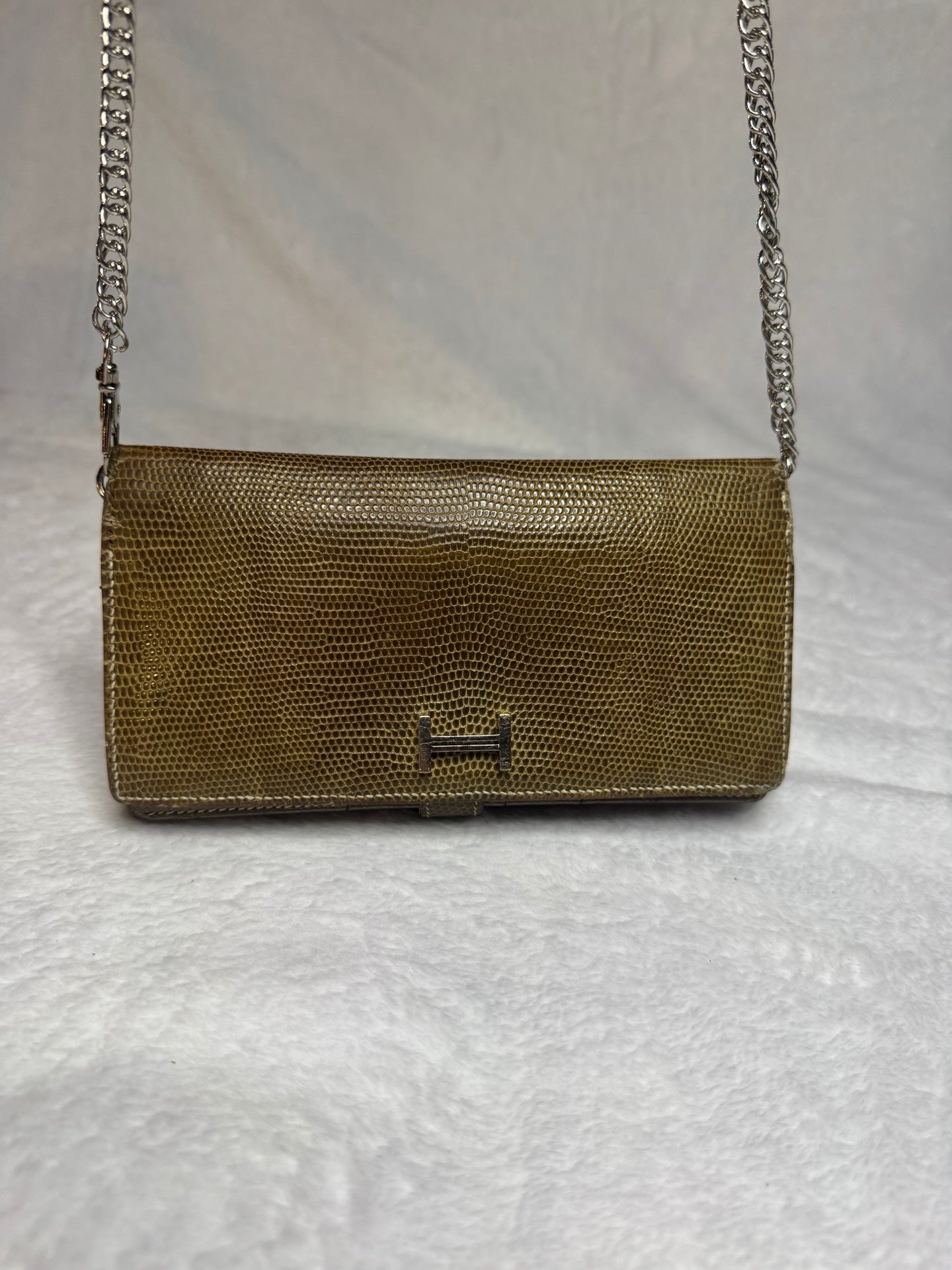 Hermès Béarn Long Wallet – Taupe Lizard Skin (Lézard), Palladium Hardware (Pre-Owned)