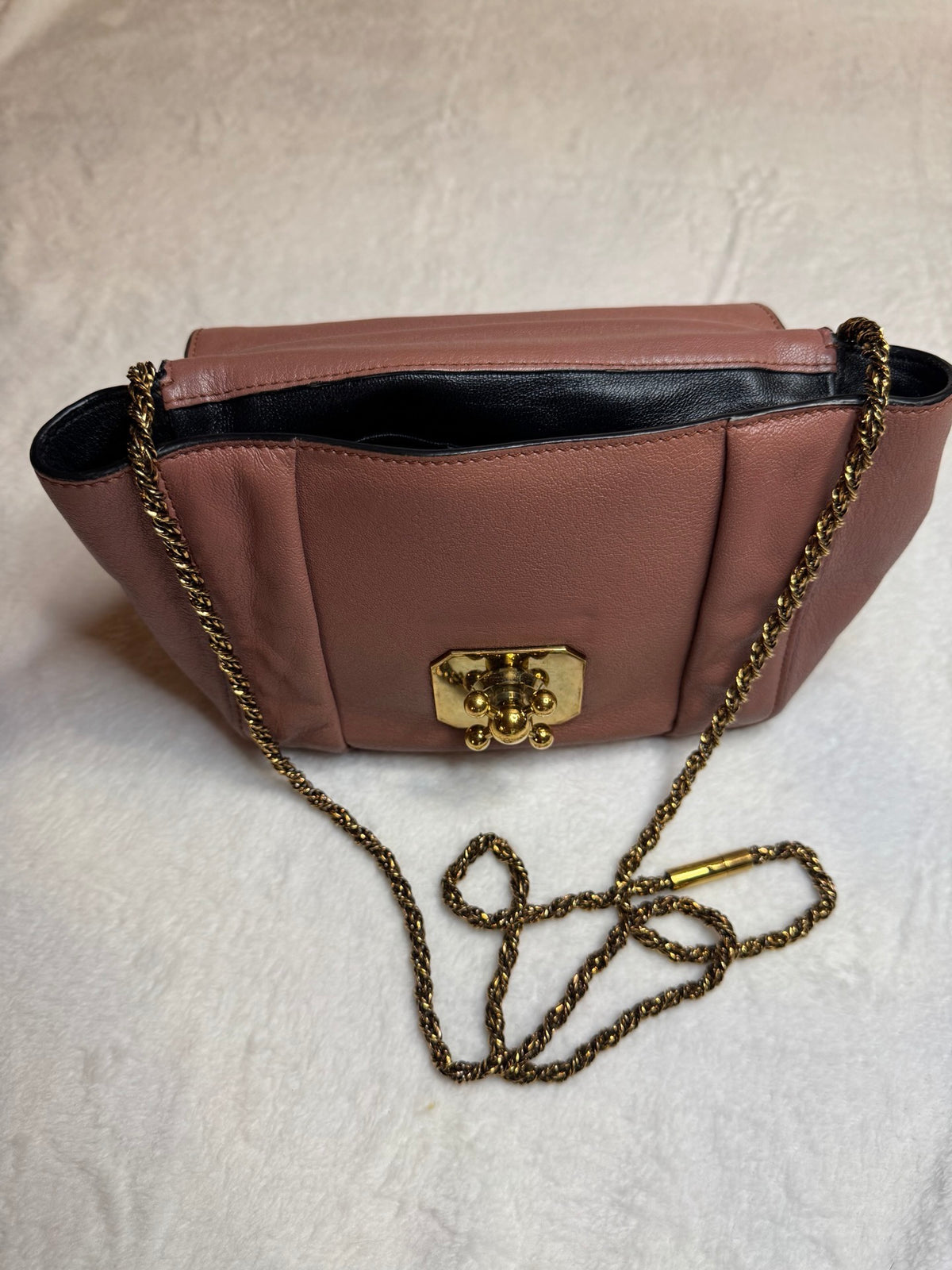 Chloé Elsie Medium Shoulder Bag – Dusty Rose Leather, Gold Hardware (Pre-Owned)