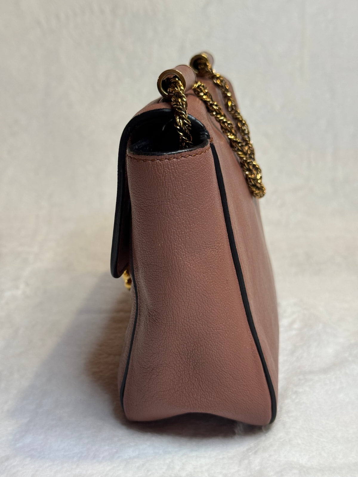 Chloé Elsie Medium Shoulder Bag – Dusty Rose Leather, Gold Hardware (Pre-Owned)