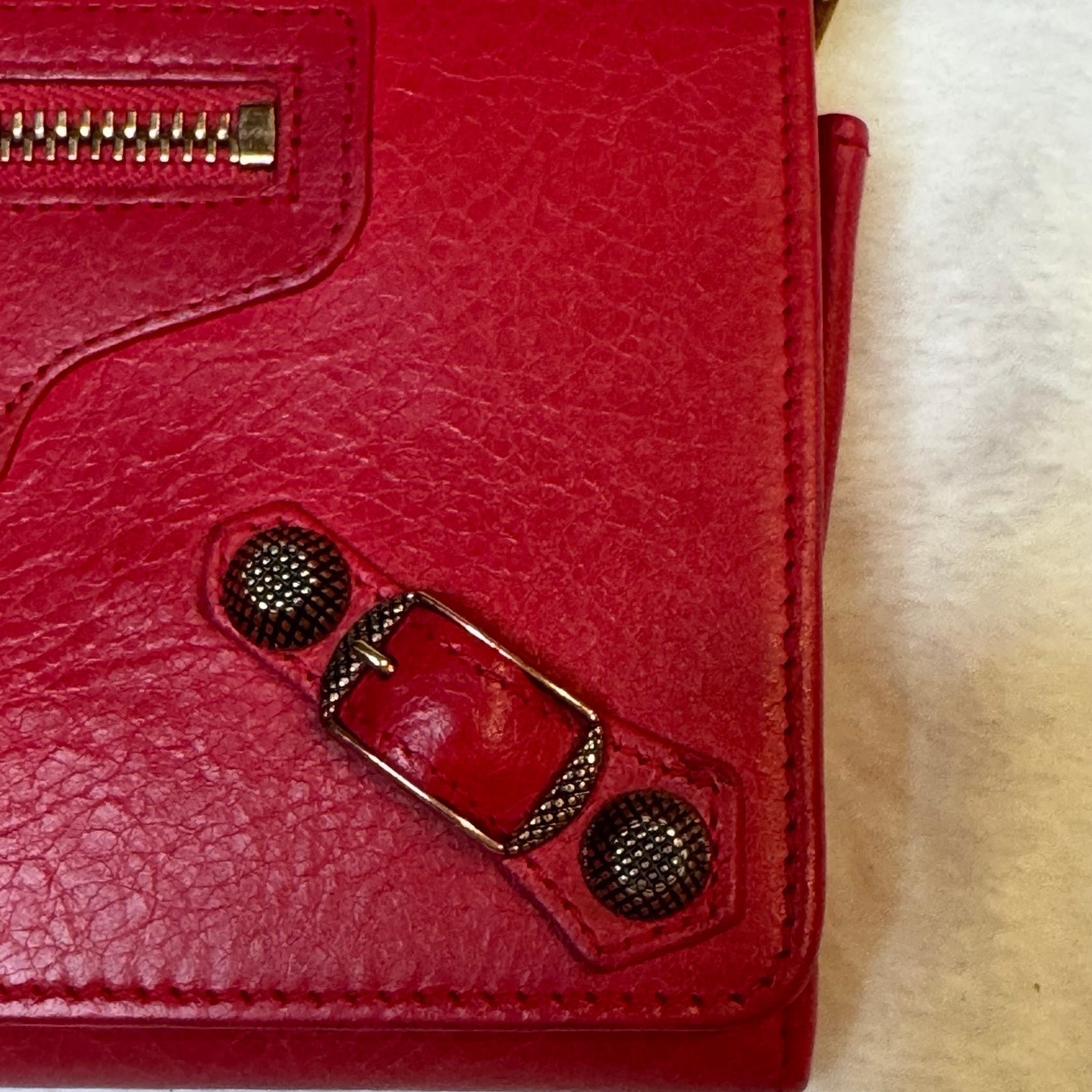 Balenciaga Money Wallet – Rouge Lambskin with Gold Hardware (Pre-Owned)