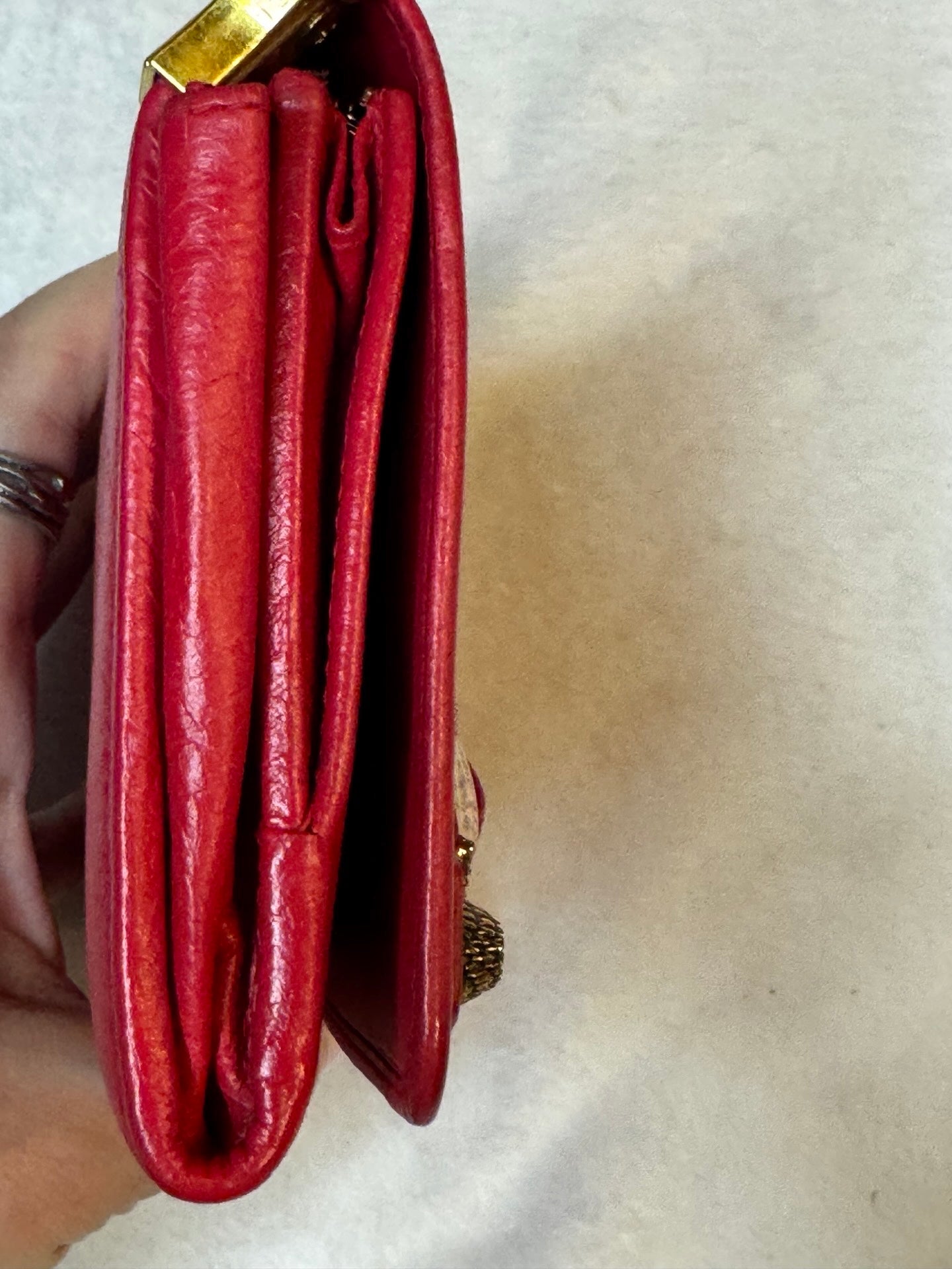 Balenciaga Money Wallet – Rouge Lambskin with Gold Hardware (Pre-Owned)