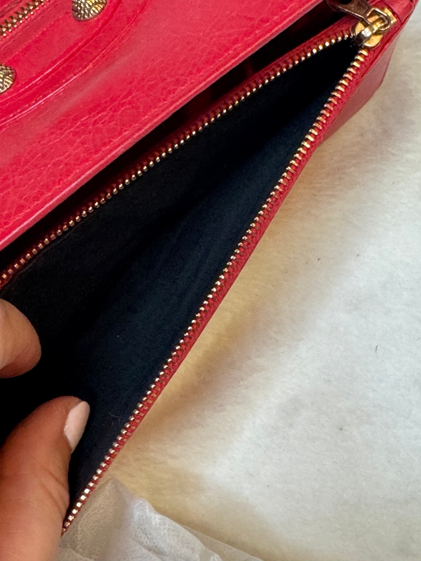 Balenciaga Money Wallet – Rouge Lambskin with Gold Hardware (Pre-Owned)