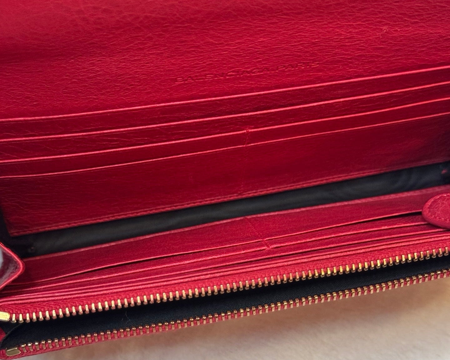 Balenciaga Money Wallet – Rouge Lambskin with Gold Hardware (Pre-Owned)