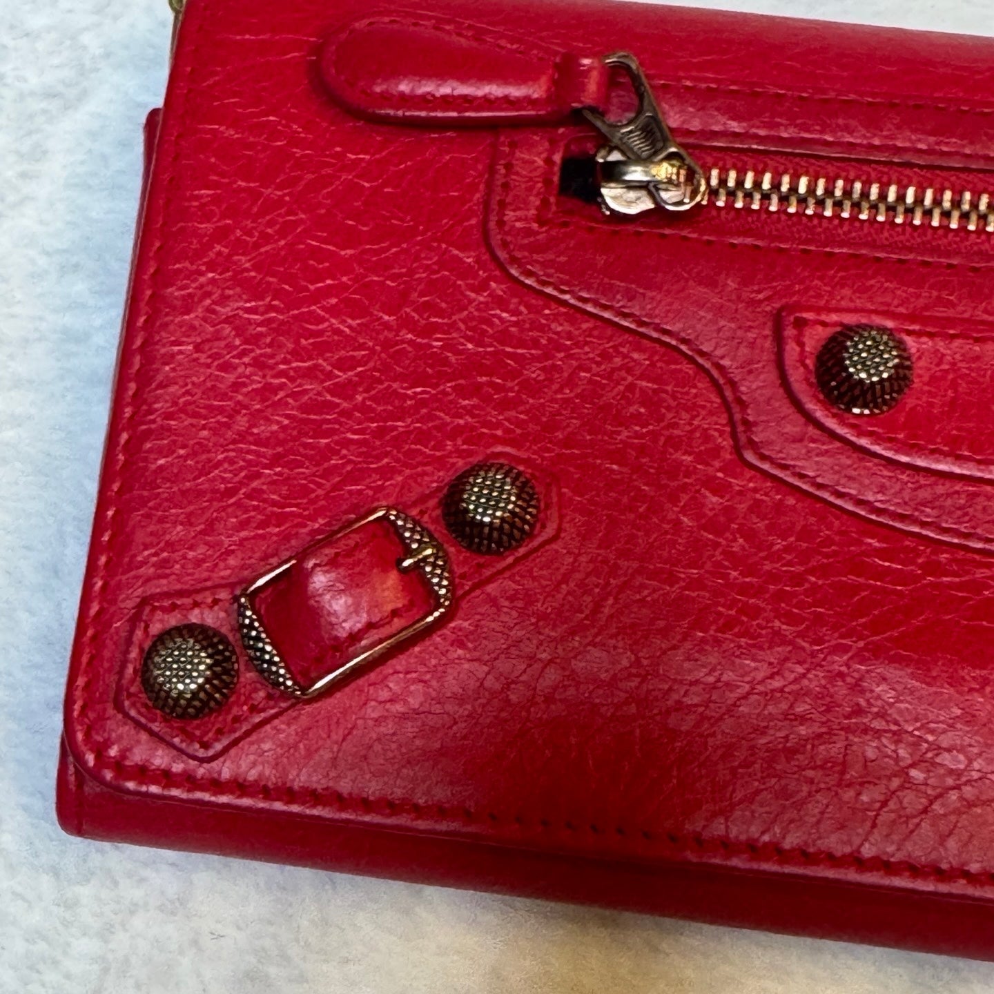 Balenciaga Money Wallet – Rouge Lambskin with Gold Hardware (Pre-Owned)