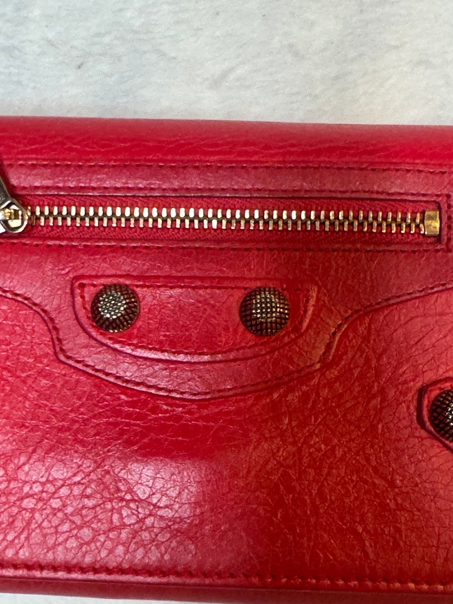 Balenciaga Money Wallet – Rouge Lambskin with Gold Hardware (Pre-Owned)