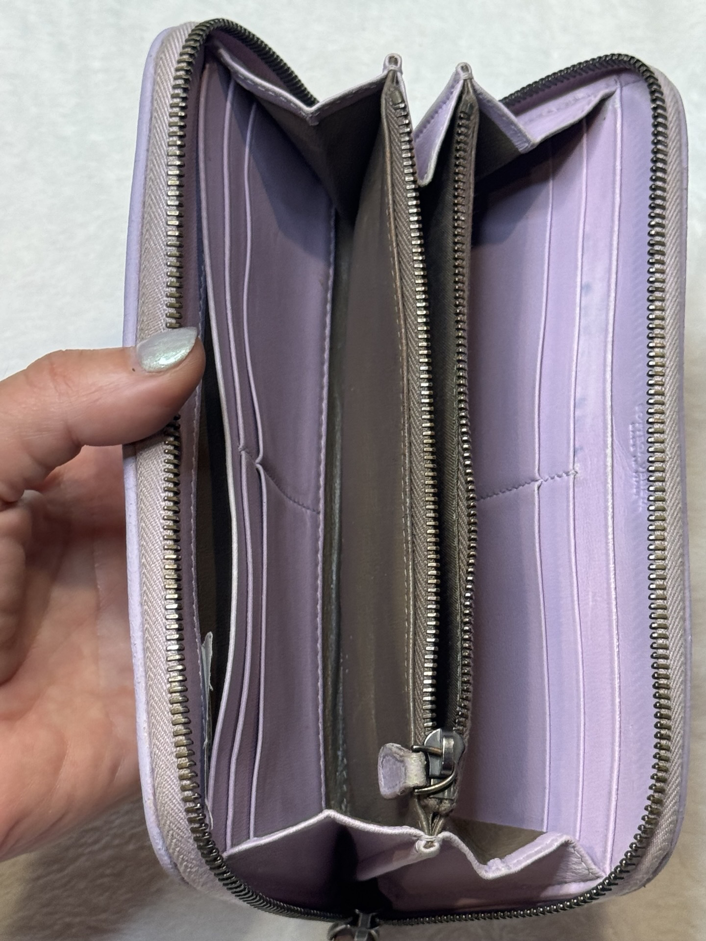 Bottega Veneta Intrecciato Zip Wallet — Lilac w/ Python Panels