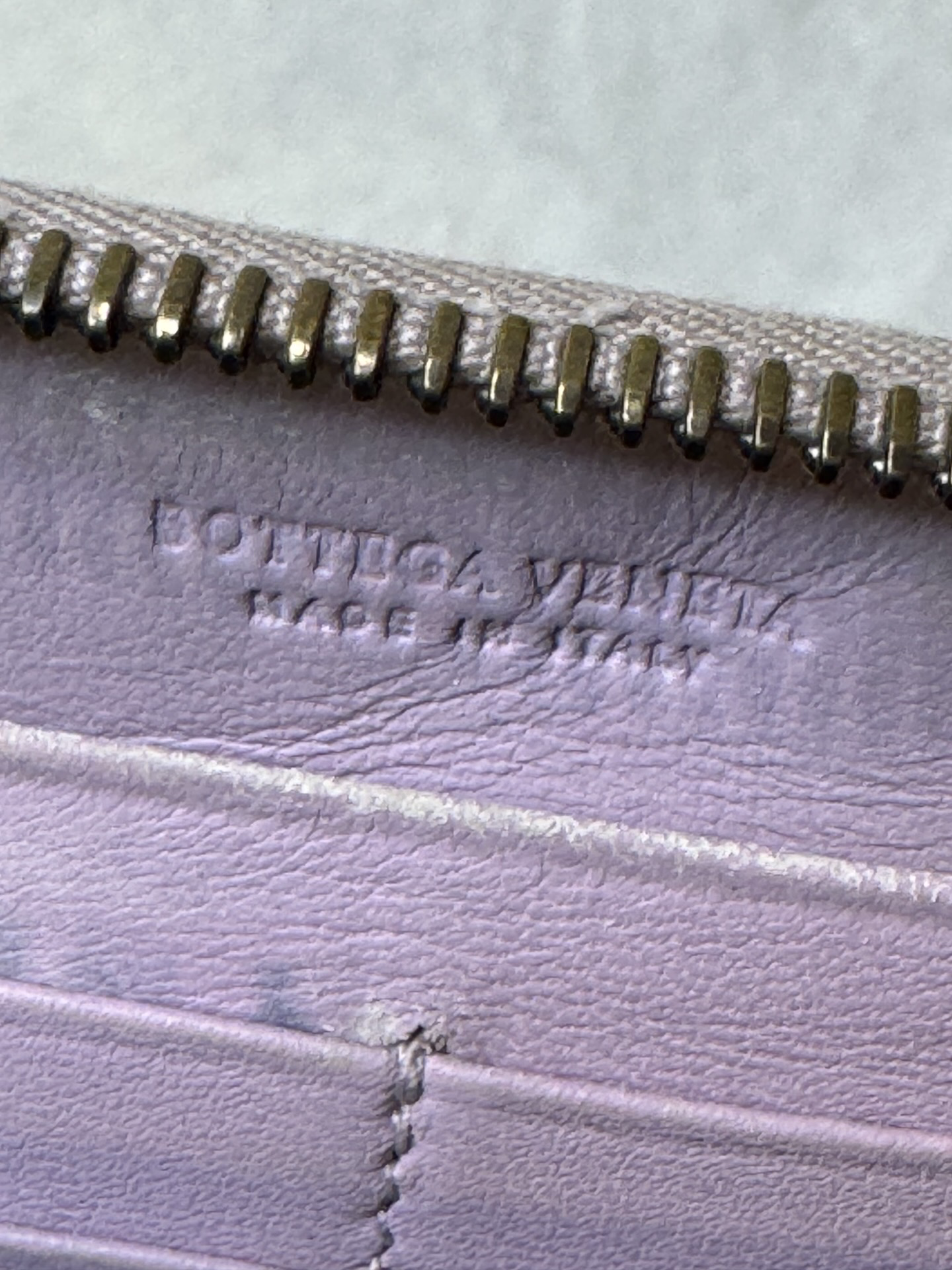 Bottega Veneta Intrecciato Zip Wallet — Lilac w/ Python Panels