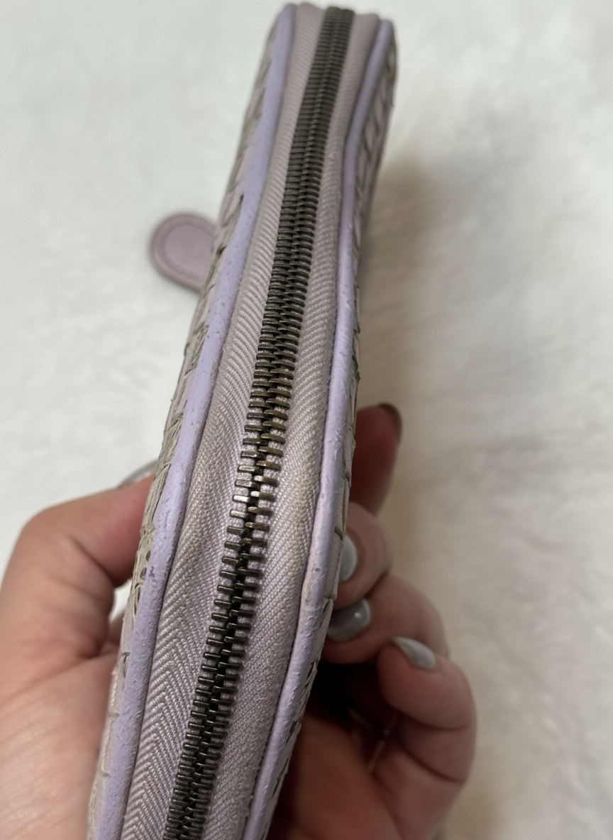 Bottega Veneta Intrecciato Zip Wallet — Lilac w/ Python Panels