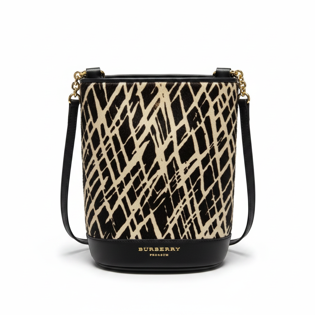 Burberry Prorsum Bucket Bag – Graphic Calf Hair, White Background