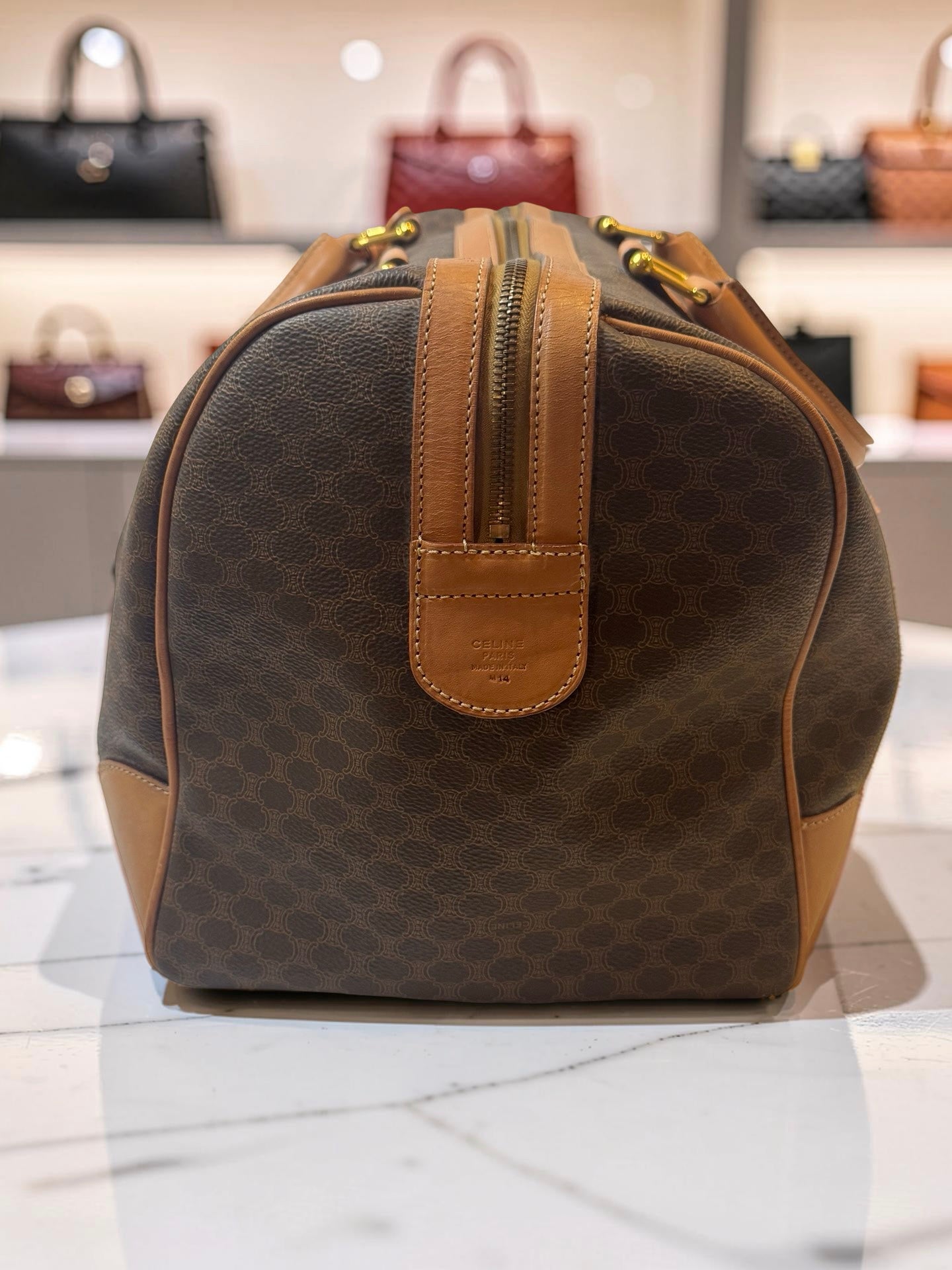 Vintage Celine Macadam Boston Travel Duffle Bag