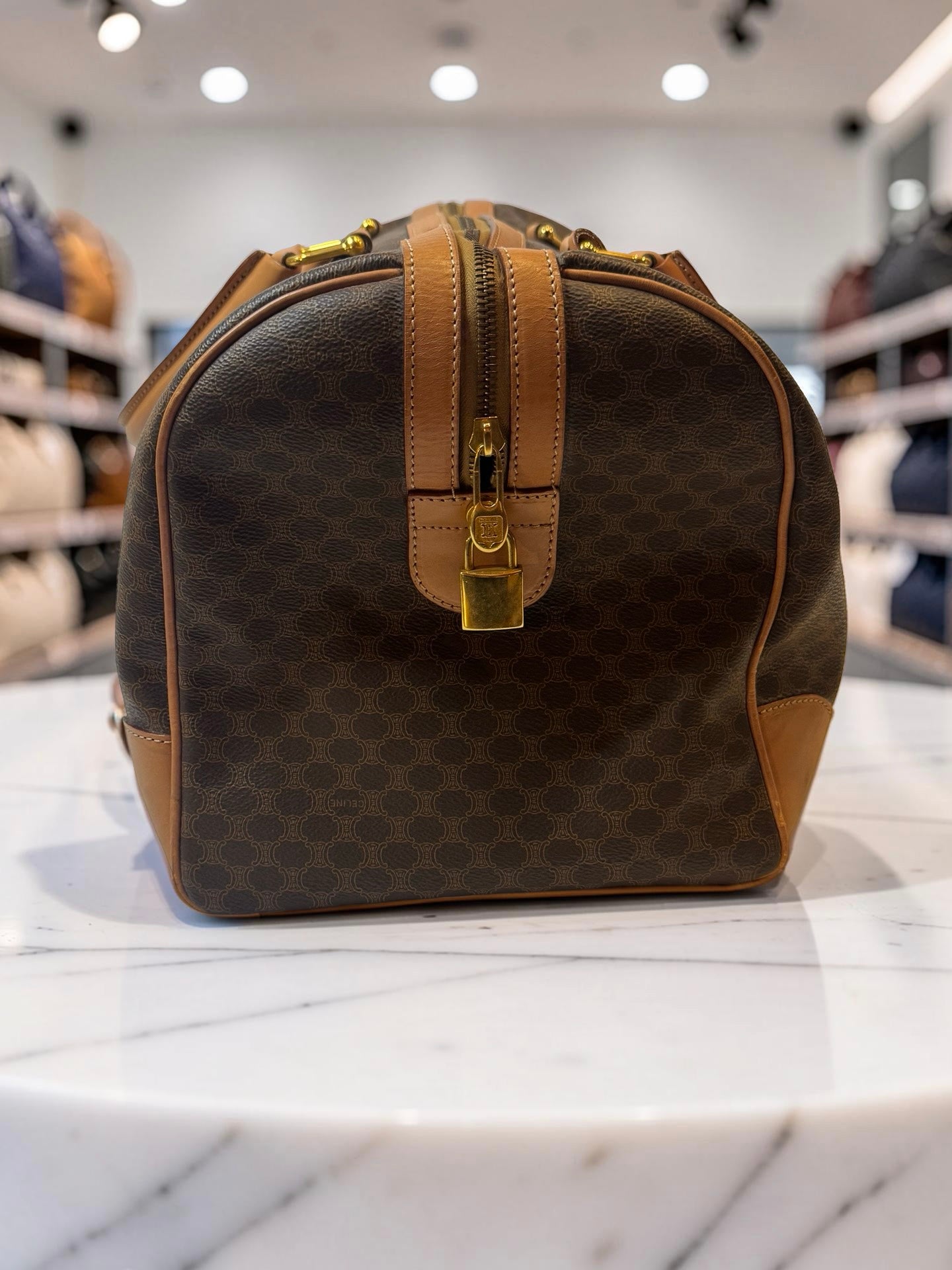 Vintage Celine Macadam Boston Travel Duffle Bag