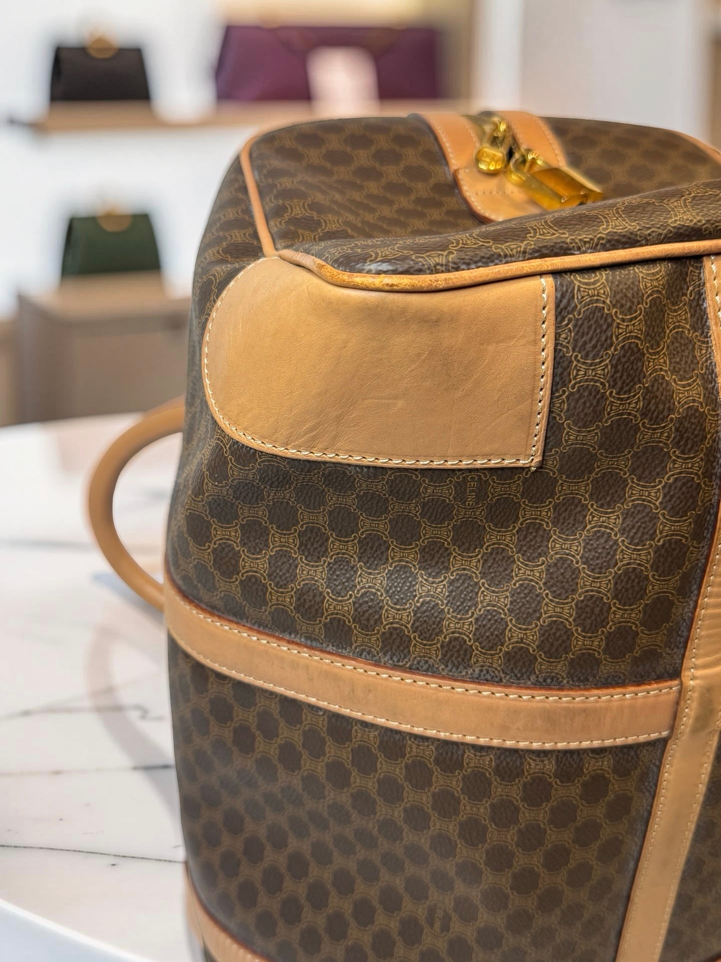 Vintage Celine Macadam Boston Travel Duffle Bag