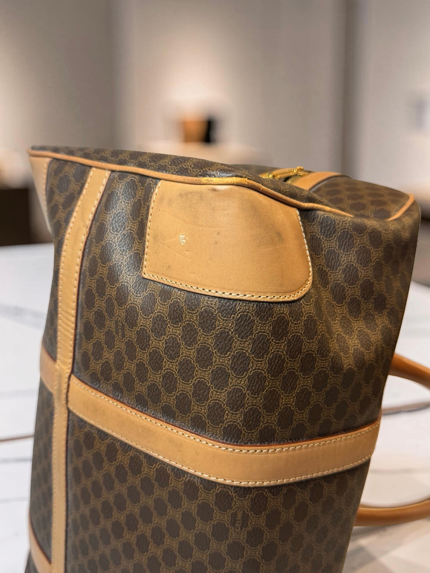 Vintage Celine Macadam Boston Travel Duffle Bag