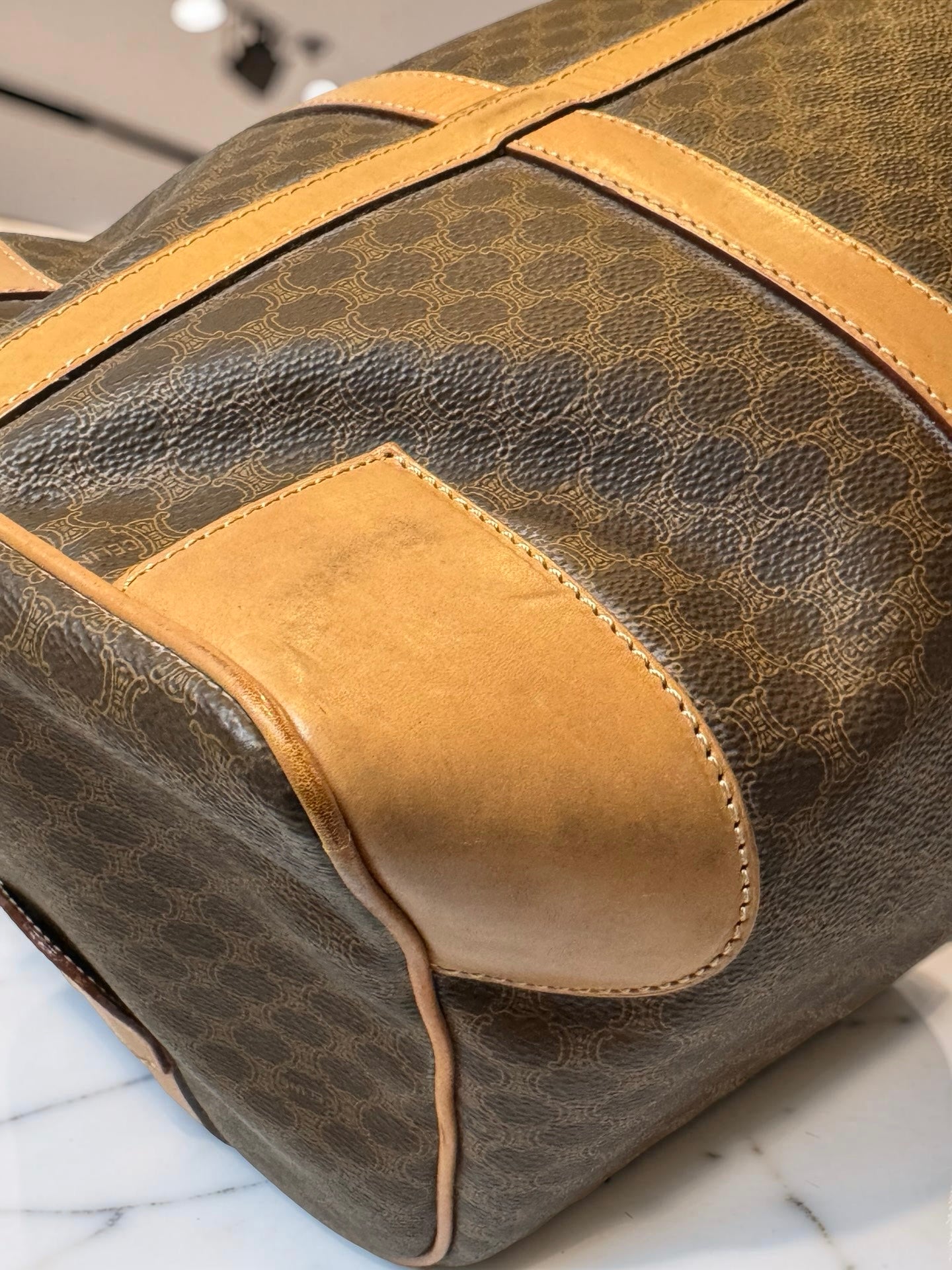 Vintage Celine Macadam Boston Travel Duffle Bag