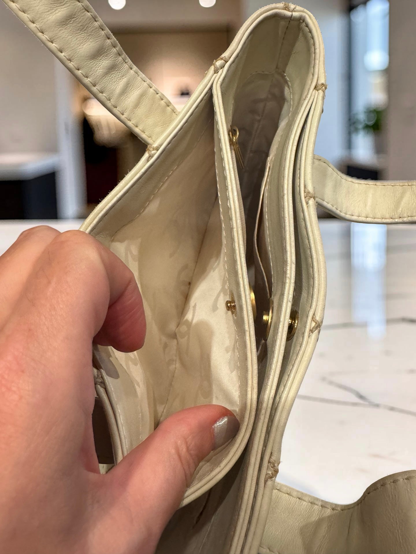 Chanel Vivian Wild Stitch Tote — Ivory Calfskin