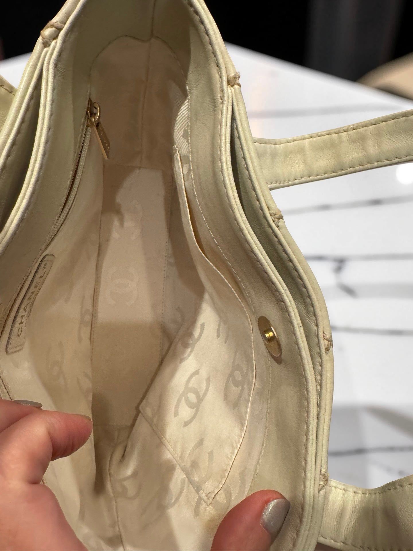 Chanel Vivian Wild Stitch Tote — Ivory Calfskin