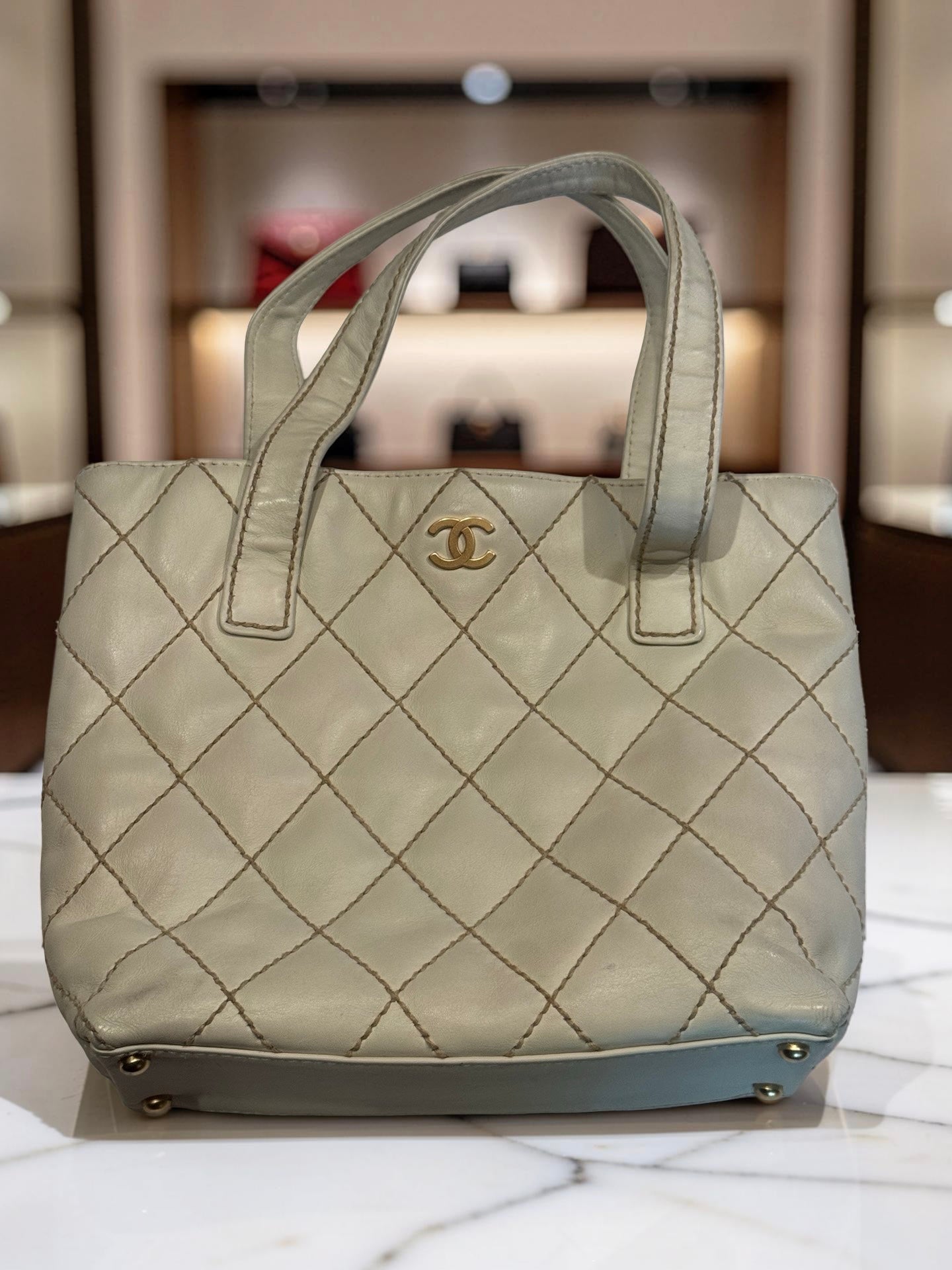 Chanel Vivian Wild Stitch Tote — Ivory Calfskin