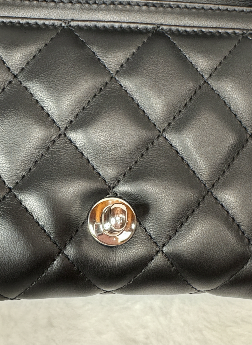 Chanel Uniform Flap — Black Lambskin, Silver Hardware