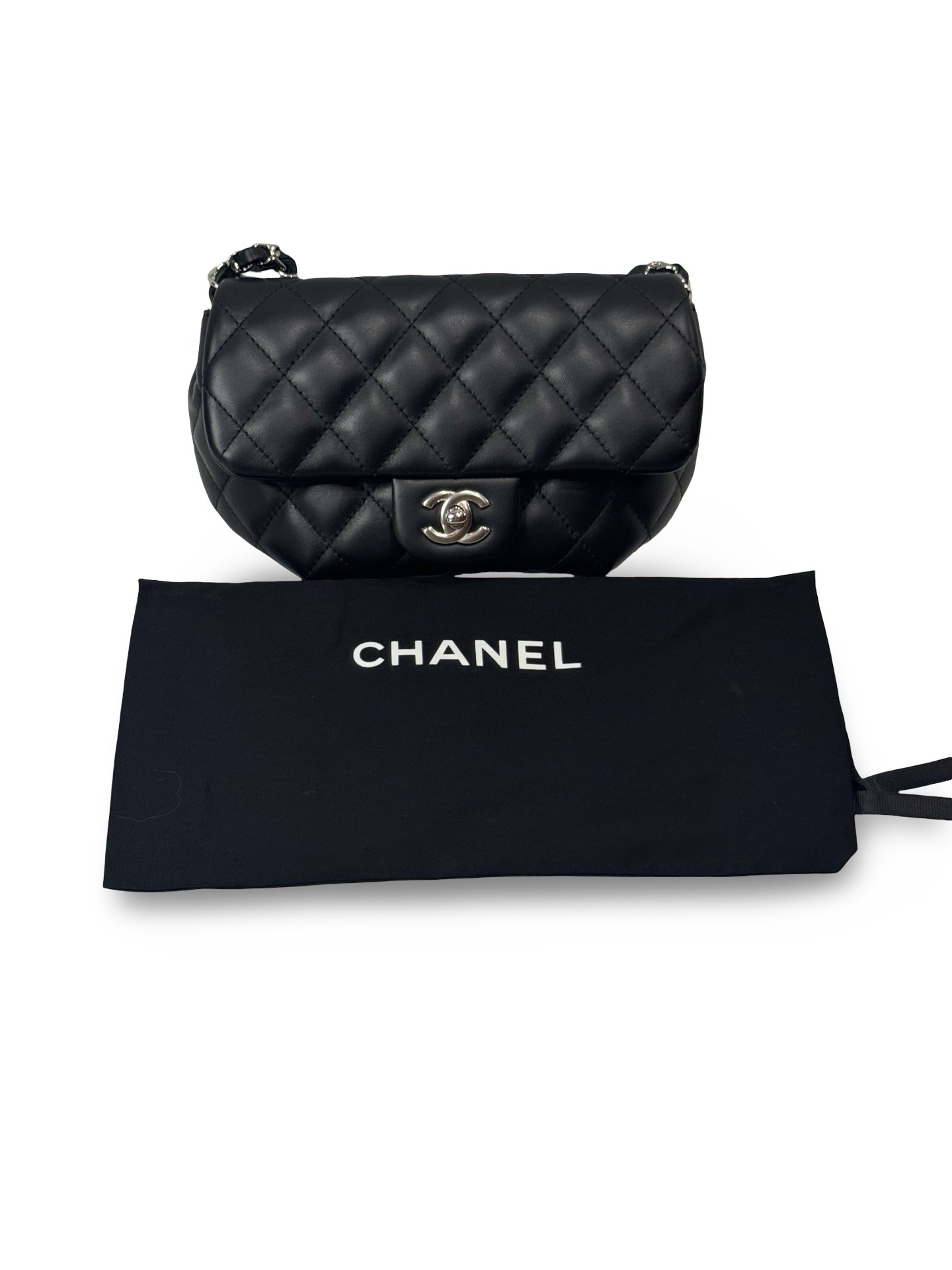 Chanel Uniform Flap — Black Lambskin, Silver Hardware