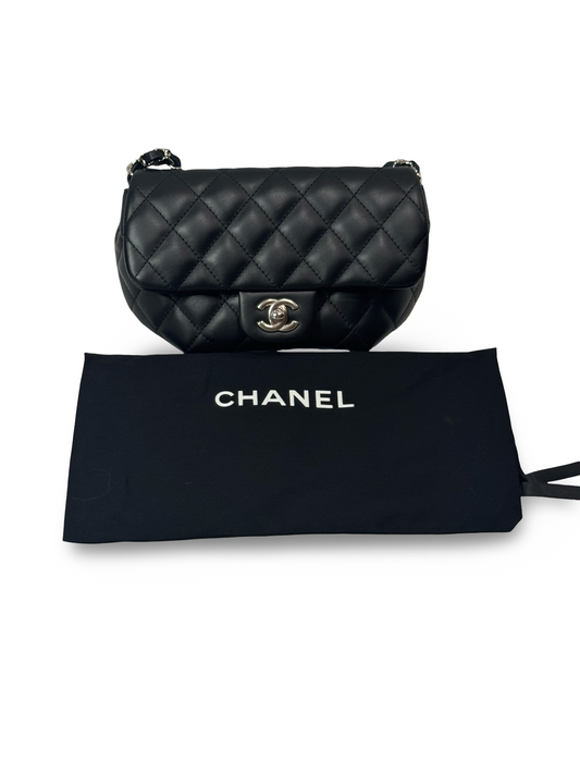 Chanel Uniform Flap — Black Lambskin, Silver Hardware