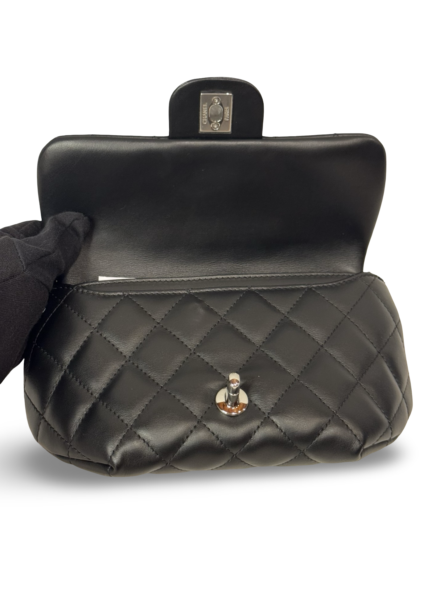 Chanel Uniform Flap — Black Lambskin, Silver Hardware