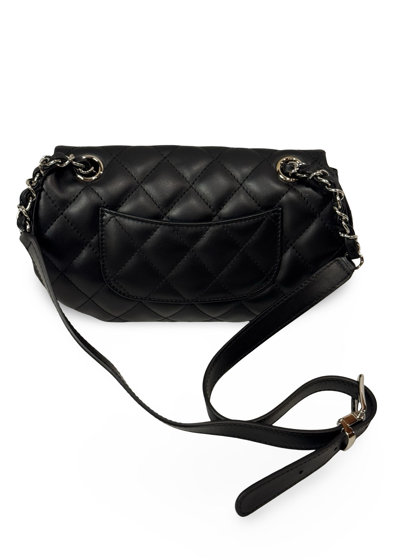 Chanel Uniform Flap — Black Lambskin, Silver Hardware