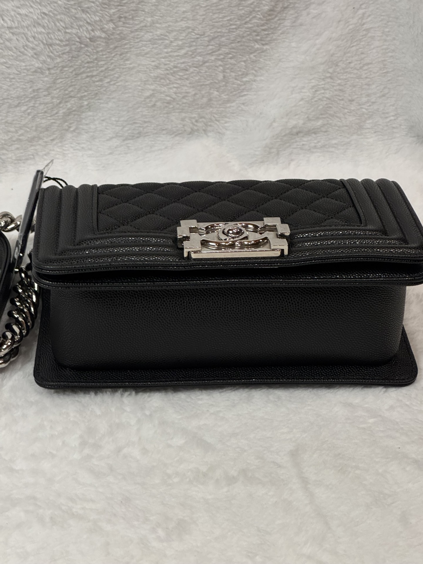 Chanel Small Boy Flap — Black Caviar, Ruthenium Hardware