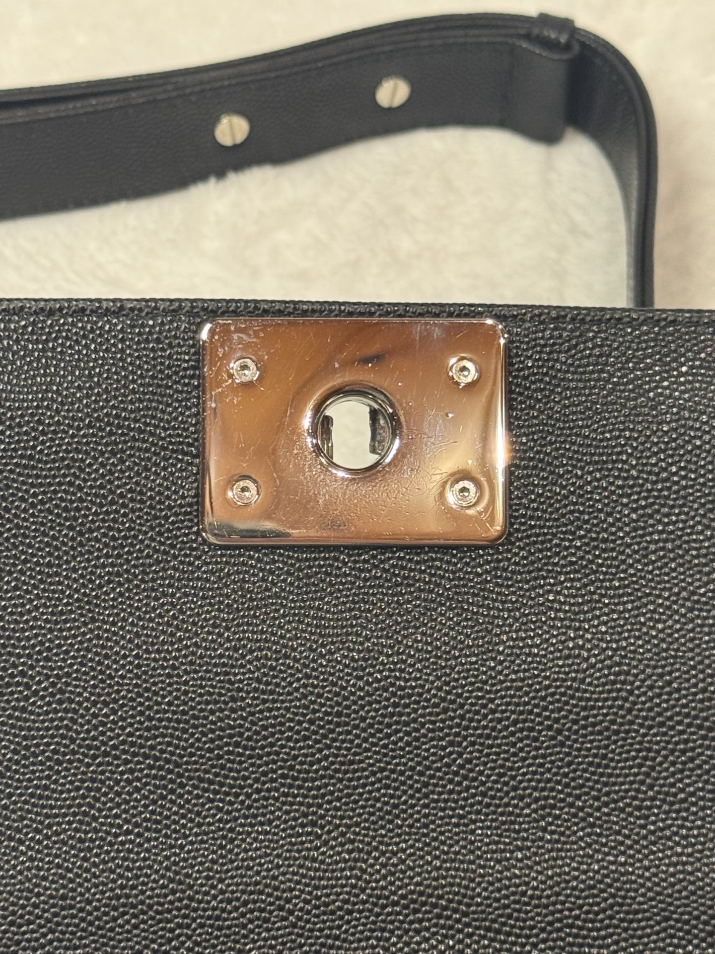 Chanel Small Boy Flap — Black Caviar, Ruthenium Hardware