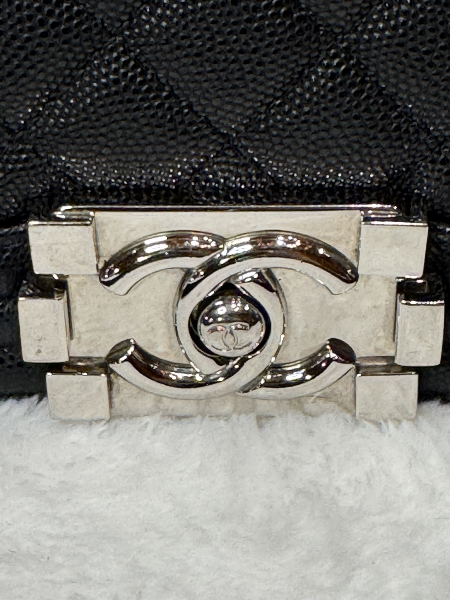 Chanel Small Boy Flap — Black Caviar, Ruthenium Hardware