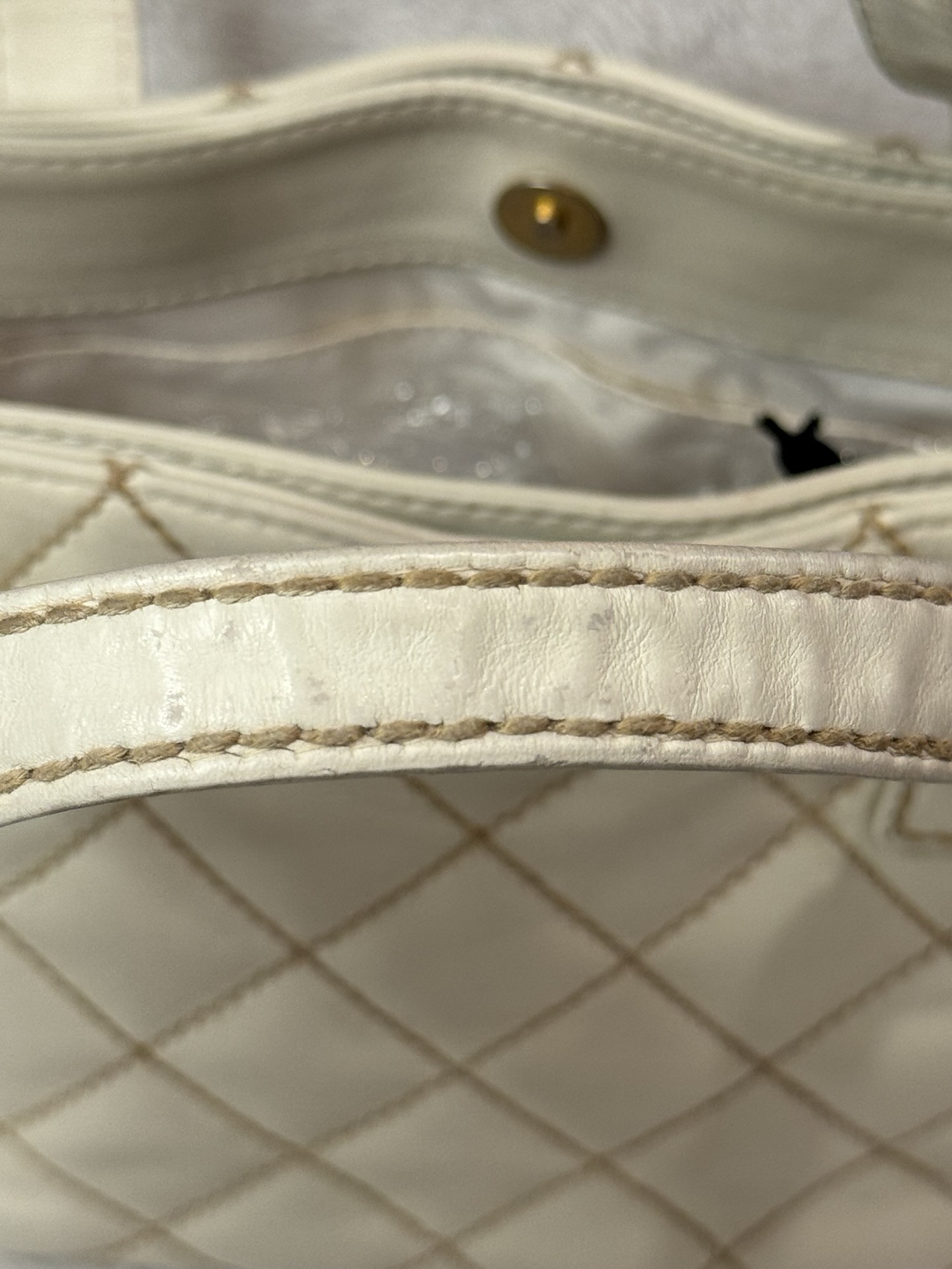 Chanel Wild Stitch Petite Tote — Ivory Calfskin, Gold CC