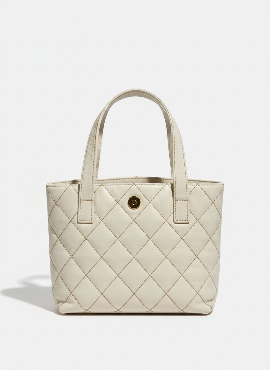 Chanel Wild Stitch Petite Tote — Ivory Calfskin, Gold CC
