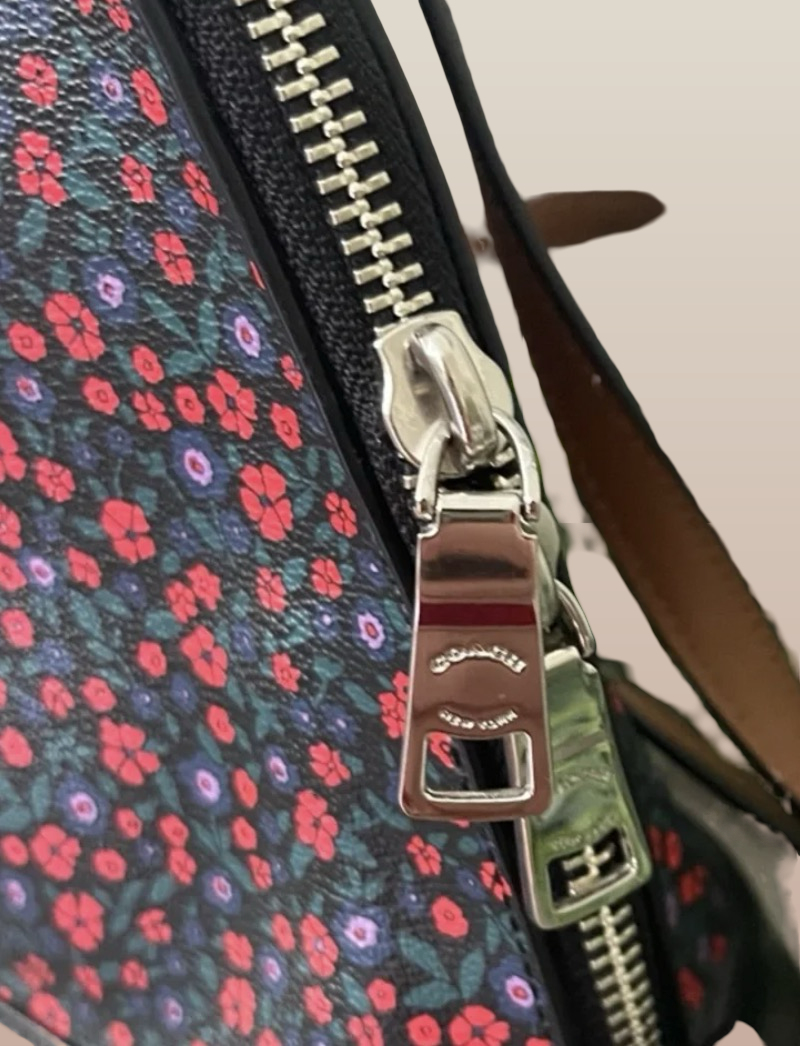 Coach Sierra Satchel – Black Floral Print Coated Canvas, Silver Hardware (Pre-Owned)