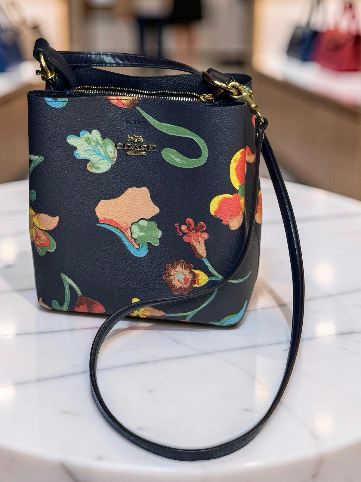 Coach Small Town Bucket Bag — Dreamy Land Floral, Midnight Navy