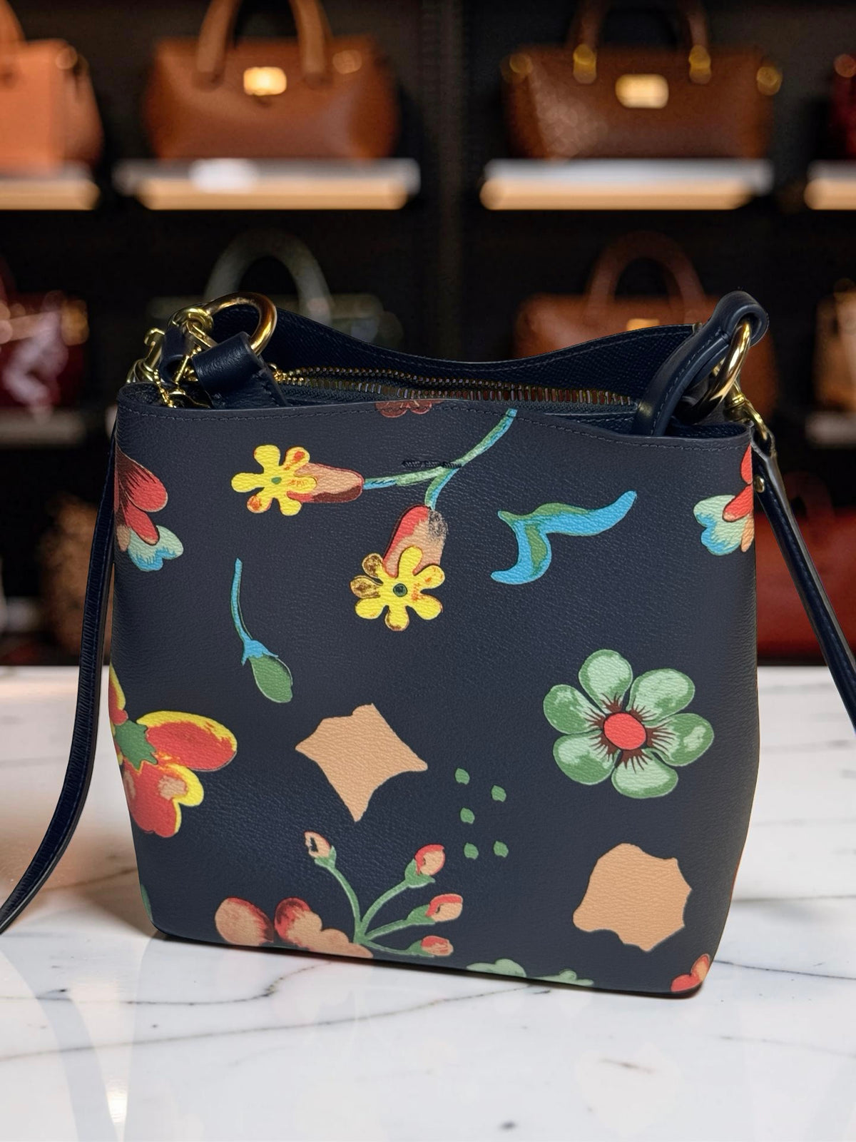 Coach Small Town Bucket Bag — Dreamy Land Floral, Midnight Navy
