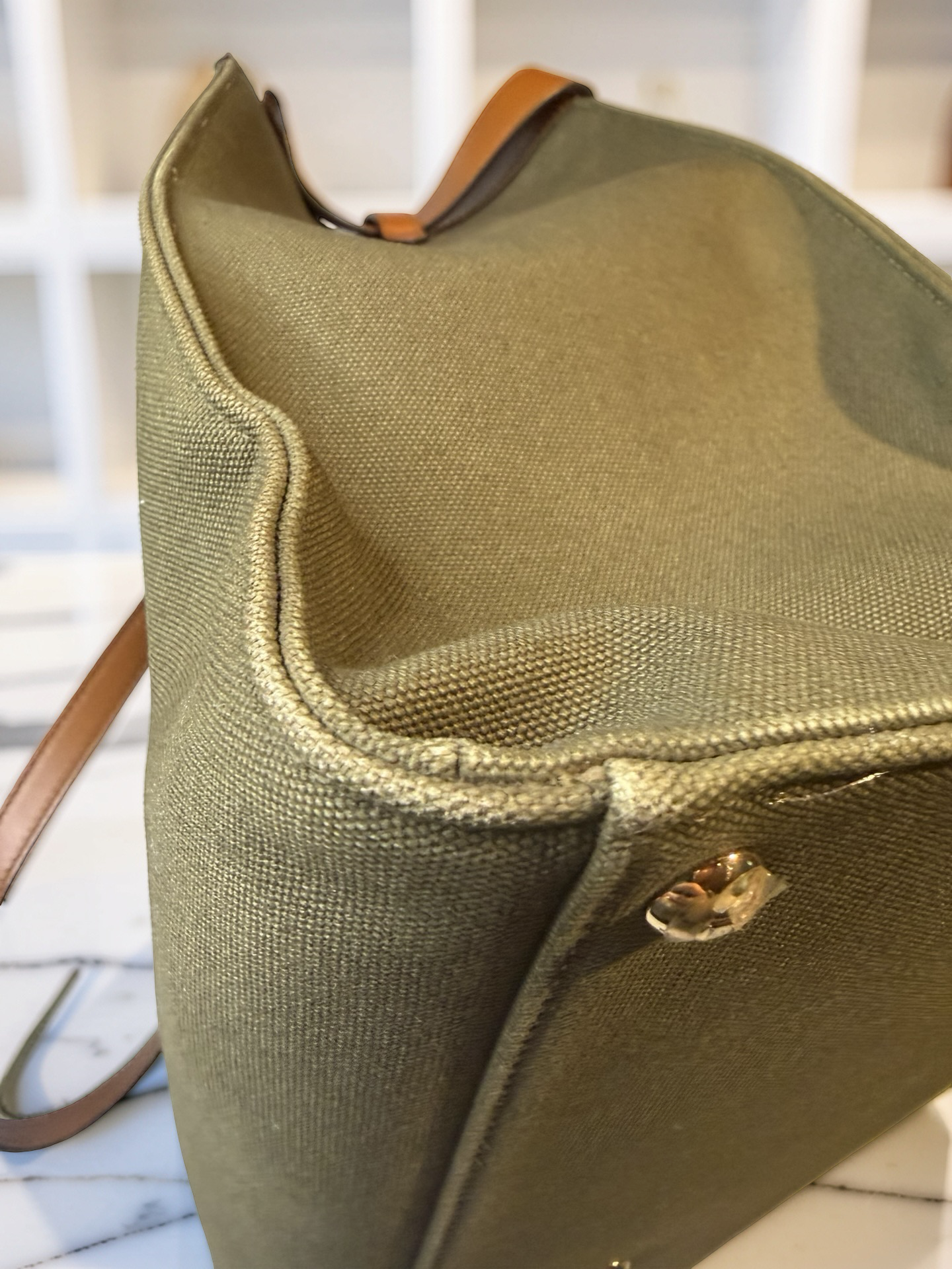 Fendi Peekaboo X-Tote Large | Olive Canvas with Tan Leather Trim