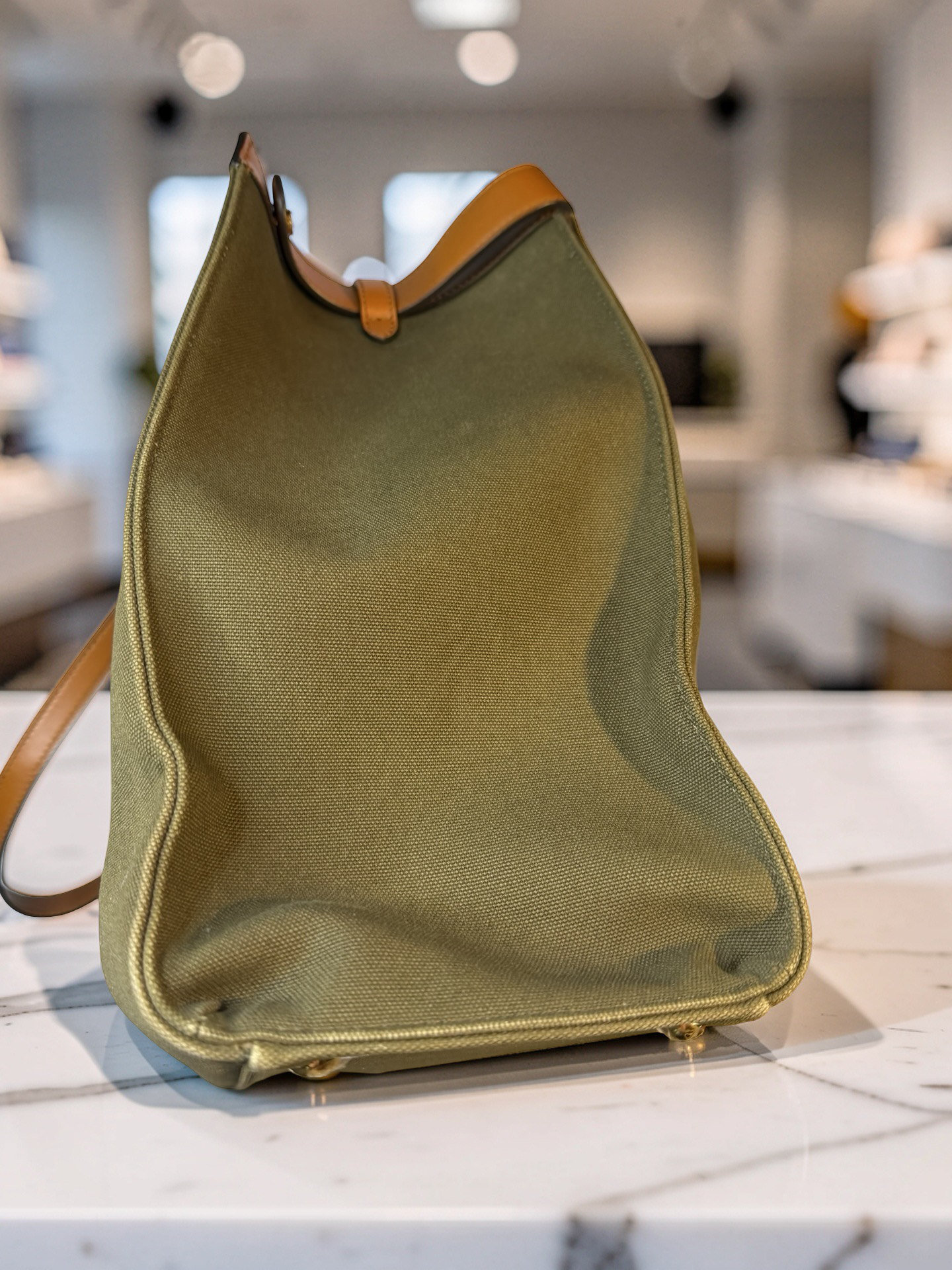 Fendi Peekaboo X-Tote Large | Olive Canvas with Tan Leather Trim