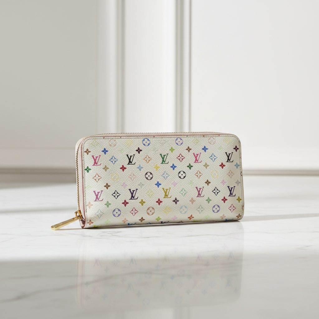Louis Vuitton Zippy Wallet – White Multicolore Monogram Canvas (Pre-Owned)