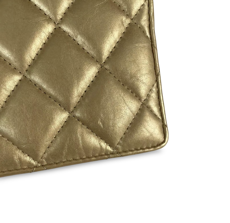 Chanel 2.55 Reissue Long Flap Wallet — Metallic Gold Aged Calfskin, Ruthenium Hardware