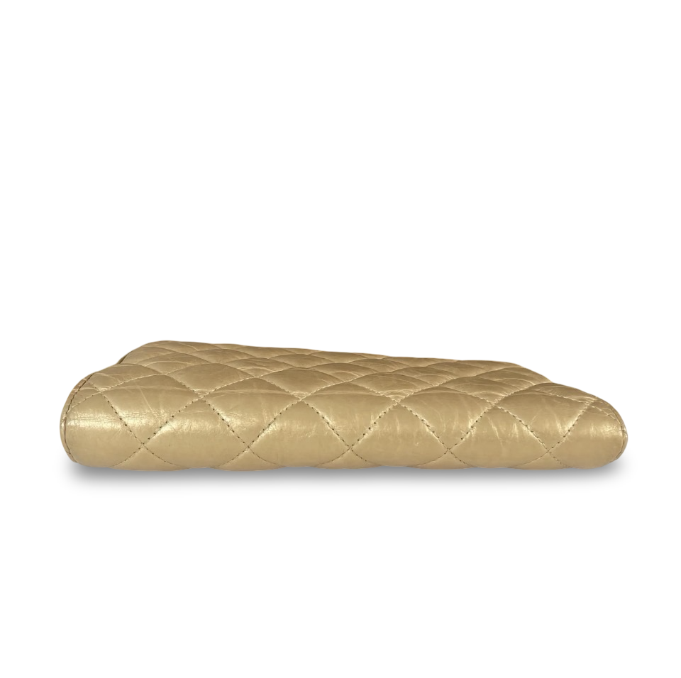 Chanel 2.55 Reissue Long Flap Wallet — Metallic Gold Aged Calfskin, Ruthenium Hardware