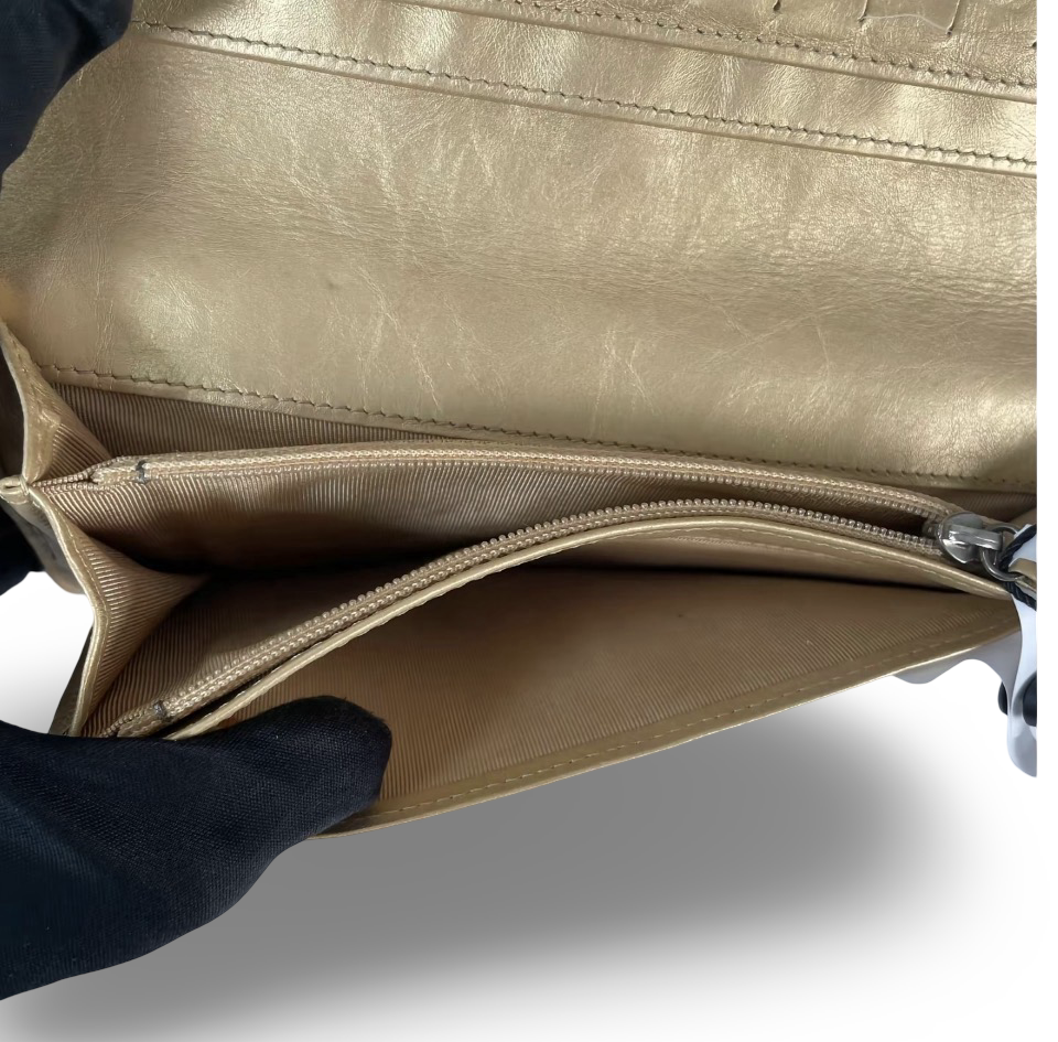 Chanel 2.55 Reissue Long Flap Wallet — Metallic Gold Aged Calfskin, Ruthenium Hardware