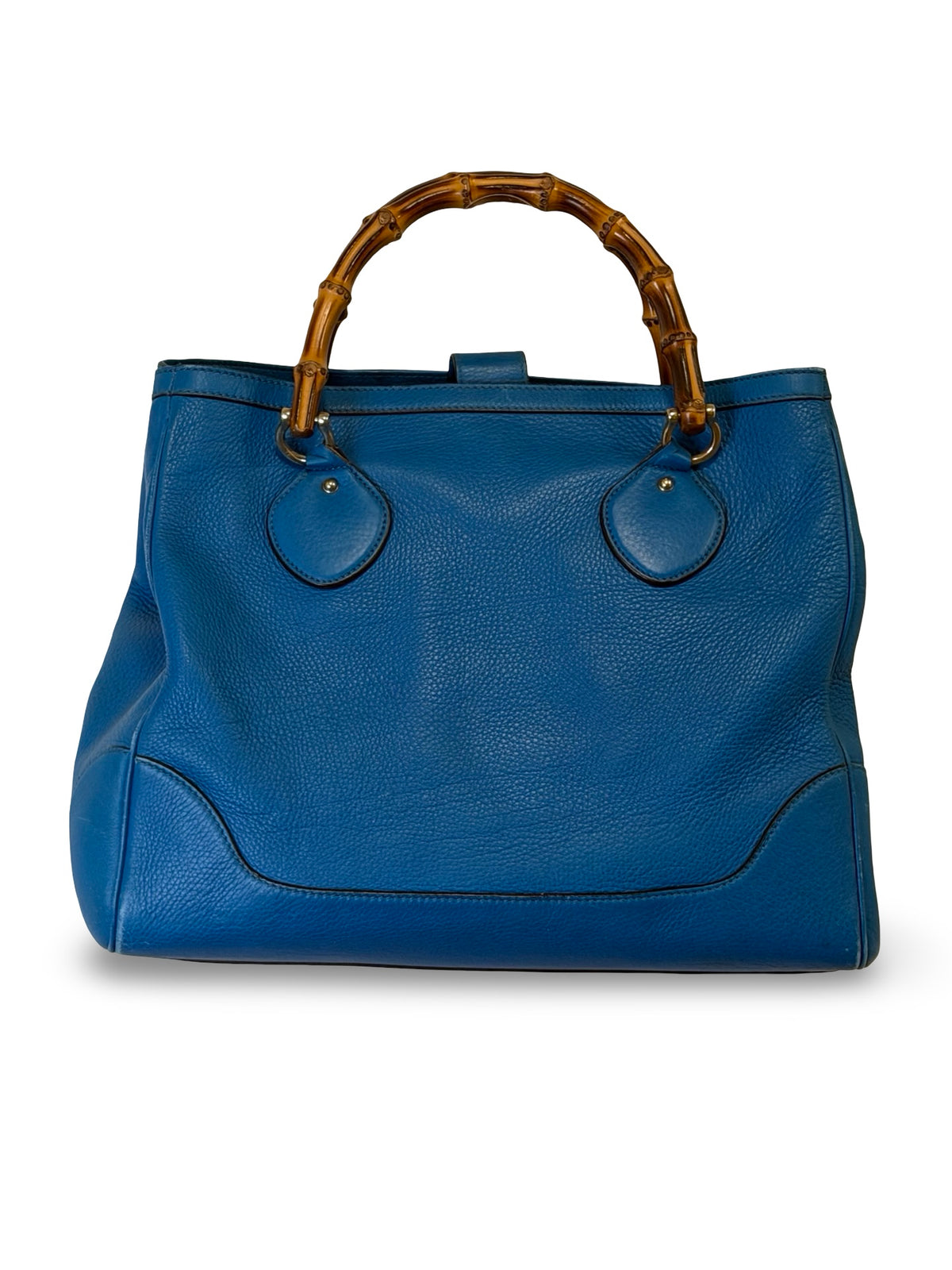 Gucci Bamboo Diana Large Tote, Blue Pebbled Leather (Fair, Priced to Match)