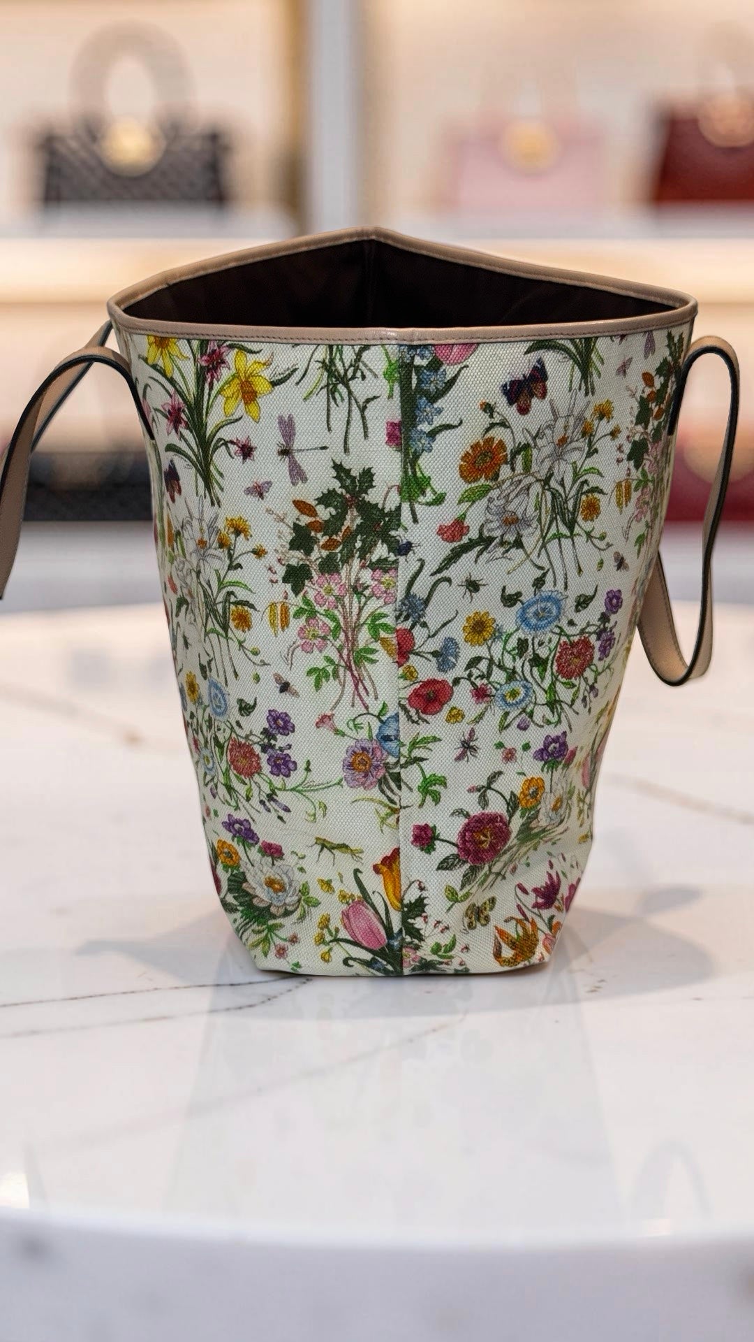 Gucci Flora Garden Tote — Light Pink Trim