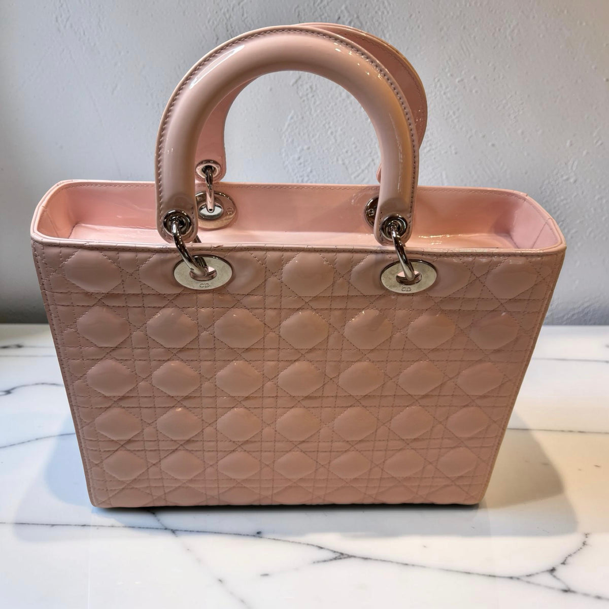 Christian Dior Large Lady Dior Light Pink Patent Cannage