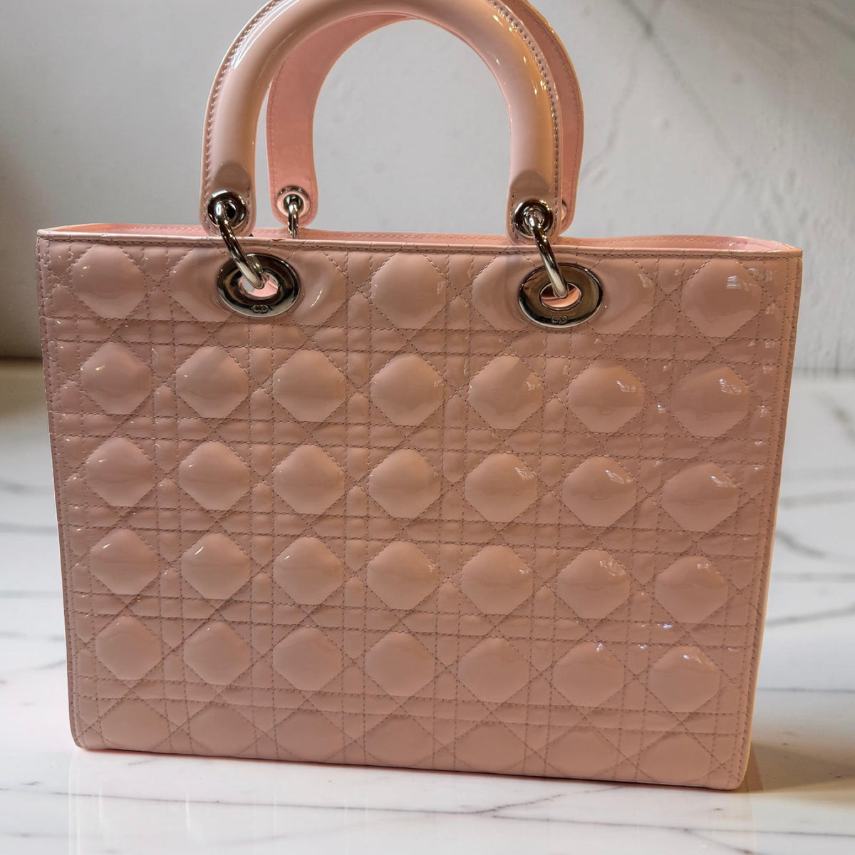 Christian Dior Large Lady Dior Light Pink Patent Cannage