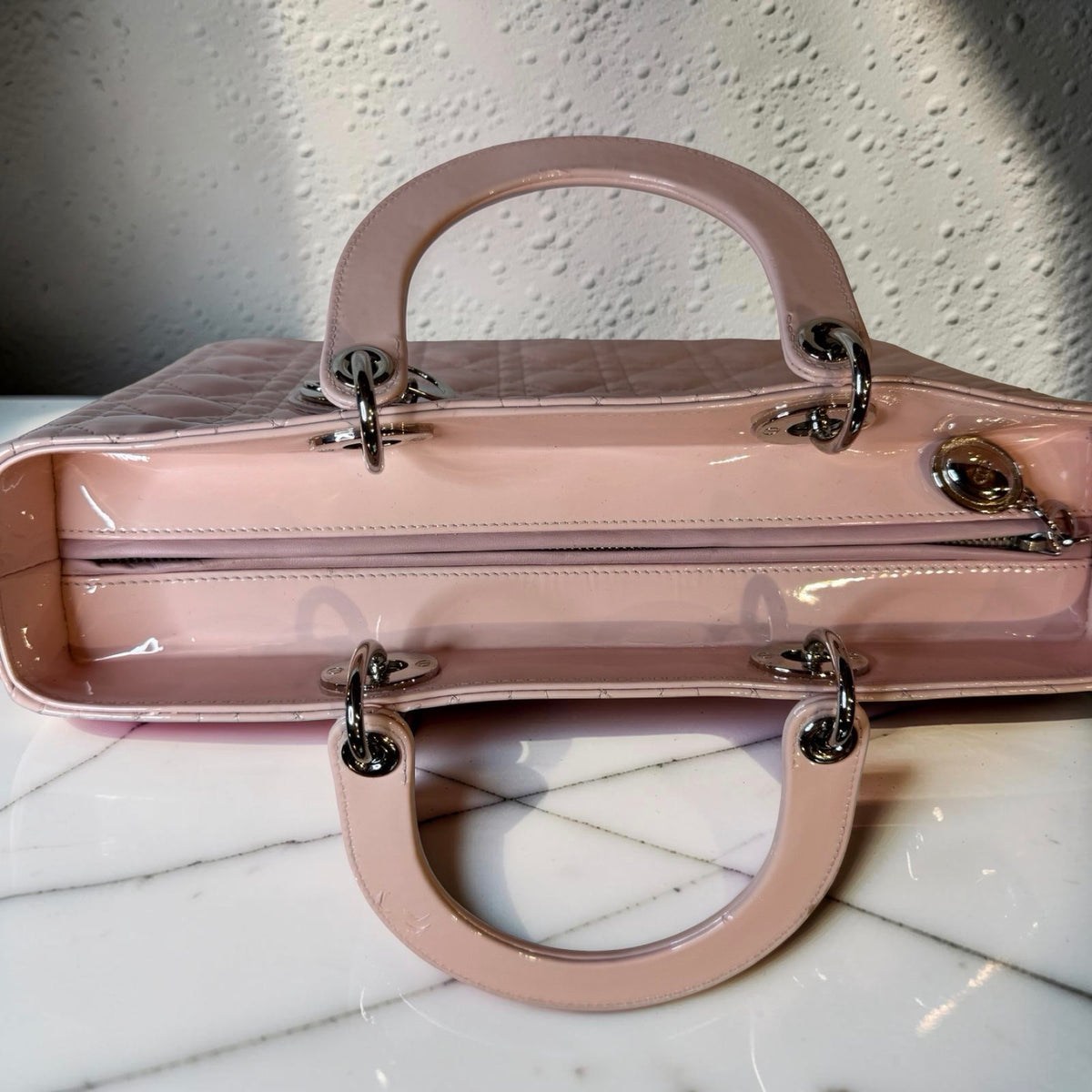 Christian Dior Large Lady Dior Light Pink Patent Cannage