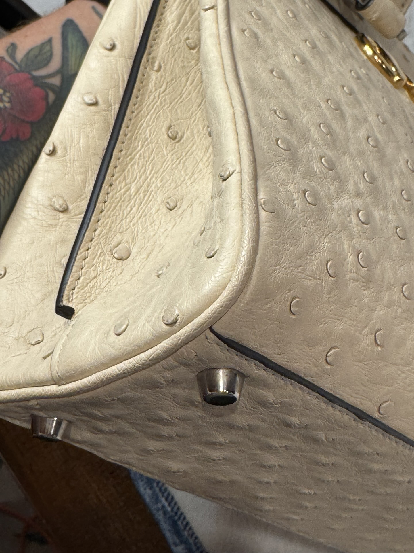 Gucci Zumi Ostrich Top Handle Bag