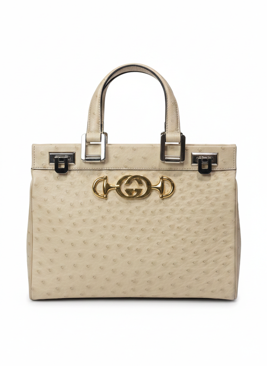 Gucci Zumi Ostrich Top Handle Bag