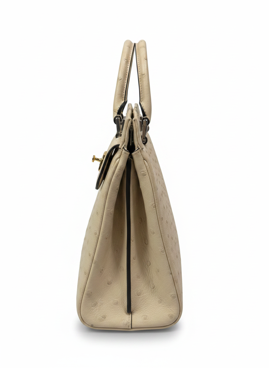 Gucci Zumi Ostrich Top Handle Bag