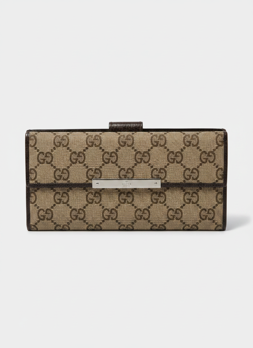 Vintage Gucci GG Canvas Long Wallet